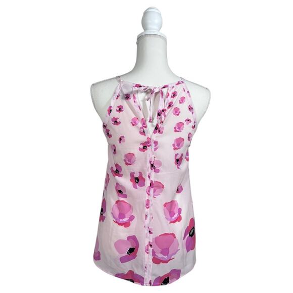 CAbi Pink Floating Poppies Tie Back Halter Tank - Size XS - Picture 2 of 3